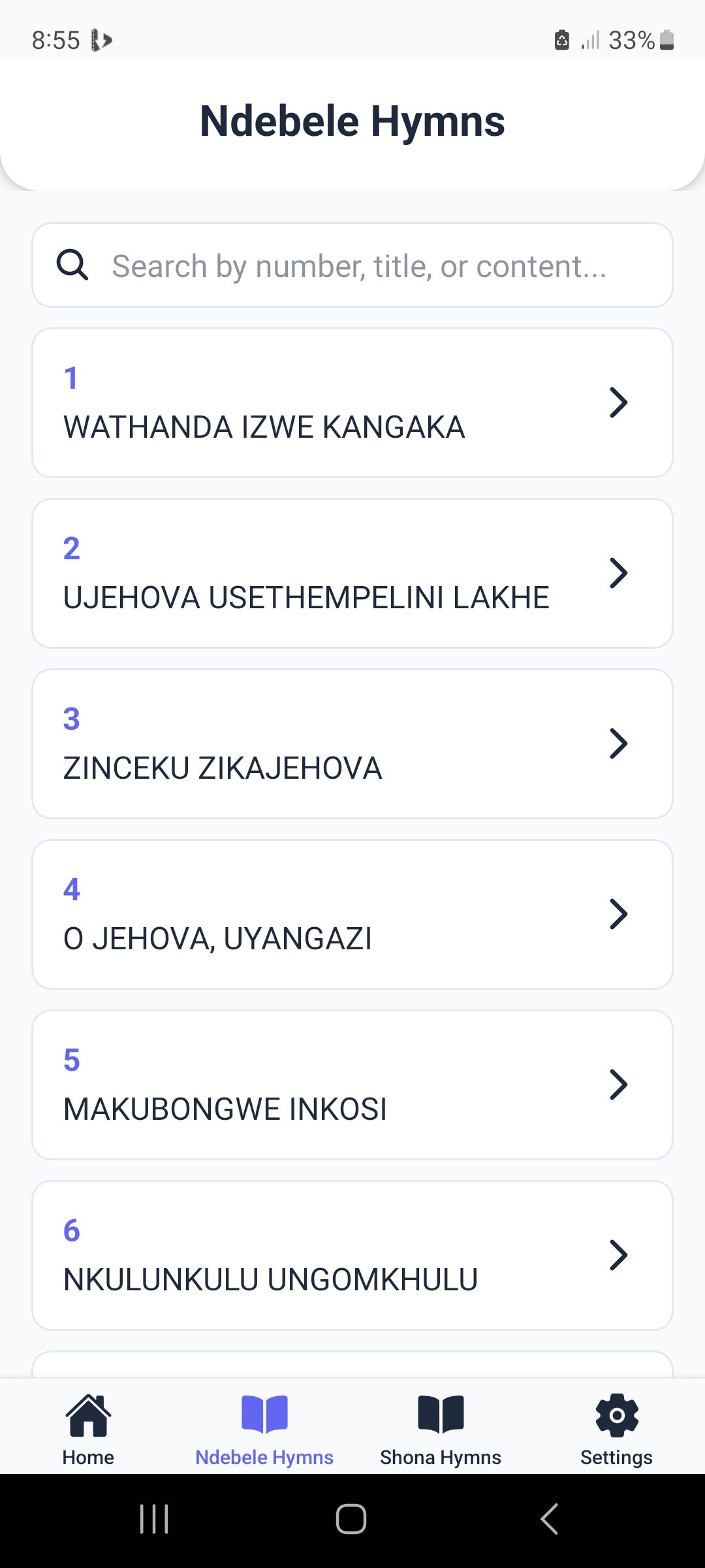 Nketa Baptist hymnals app Ndebele hymns