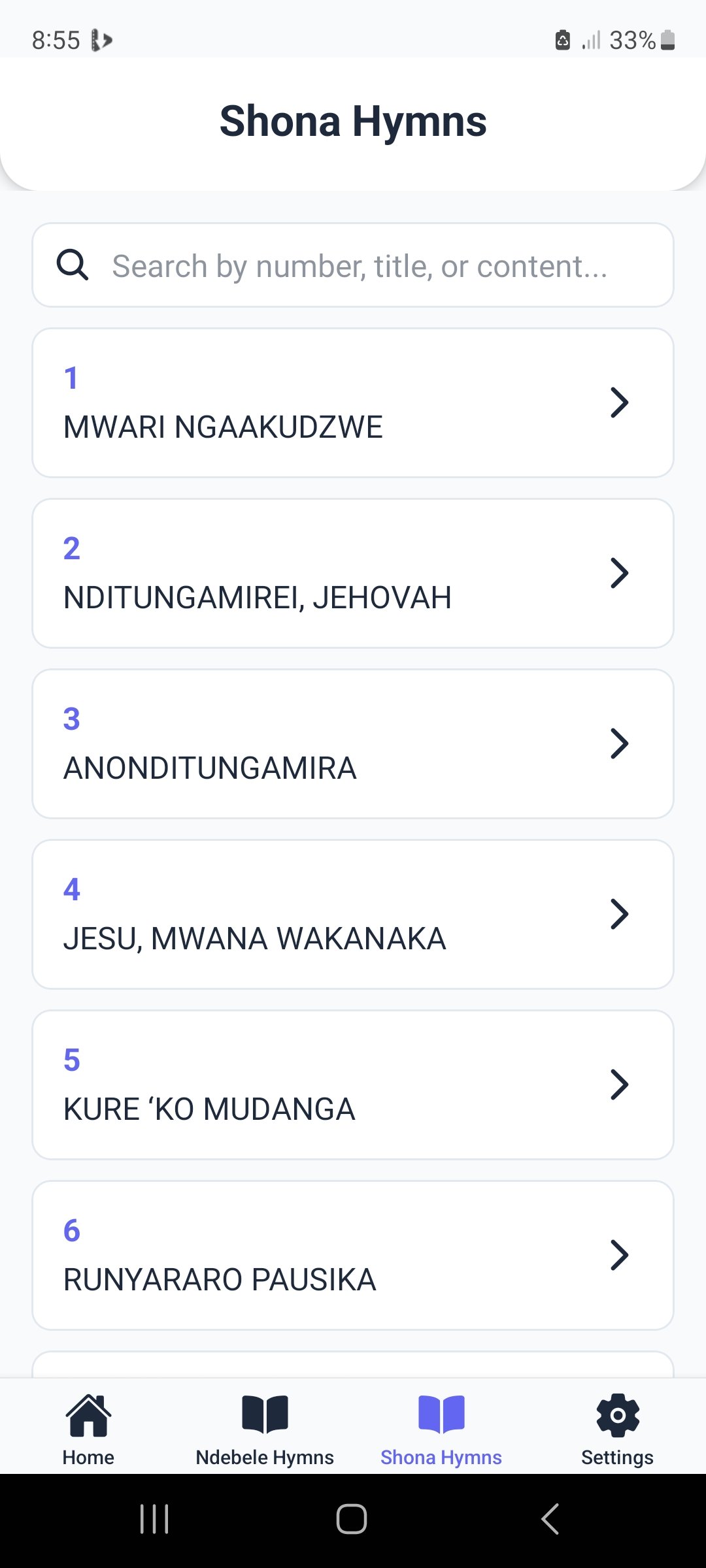 Nketa Baptist hymnals app Shona hymns